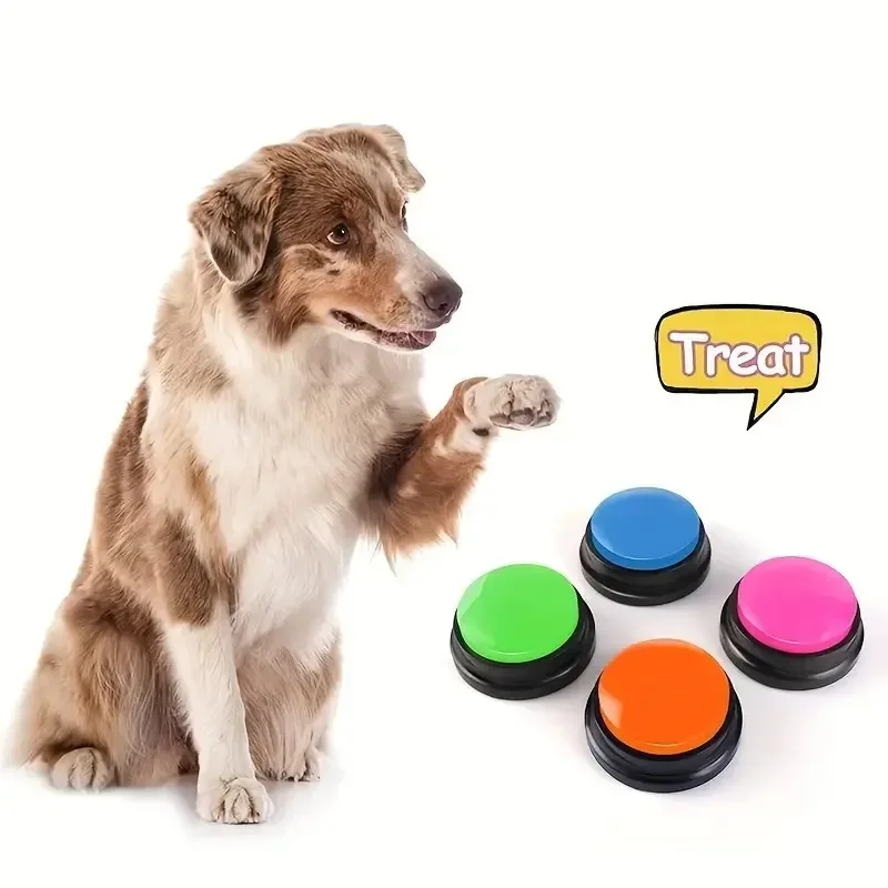 4-pack Dog Recording Button Pet Communication Trainer Meal Bell Sound Box Battery-free Teaching Dog To Talk