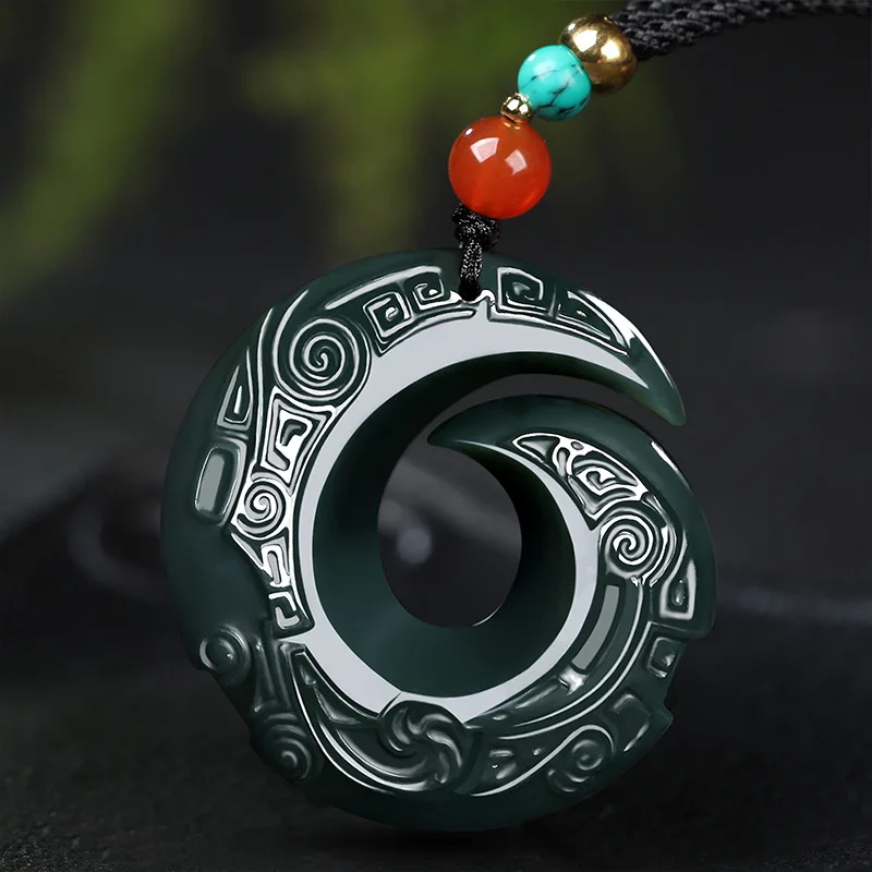 Hetian Tower Green Fortune Men And Women, Wealth-Attracting Jade Necklace Pendant Jewelry