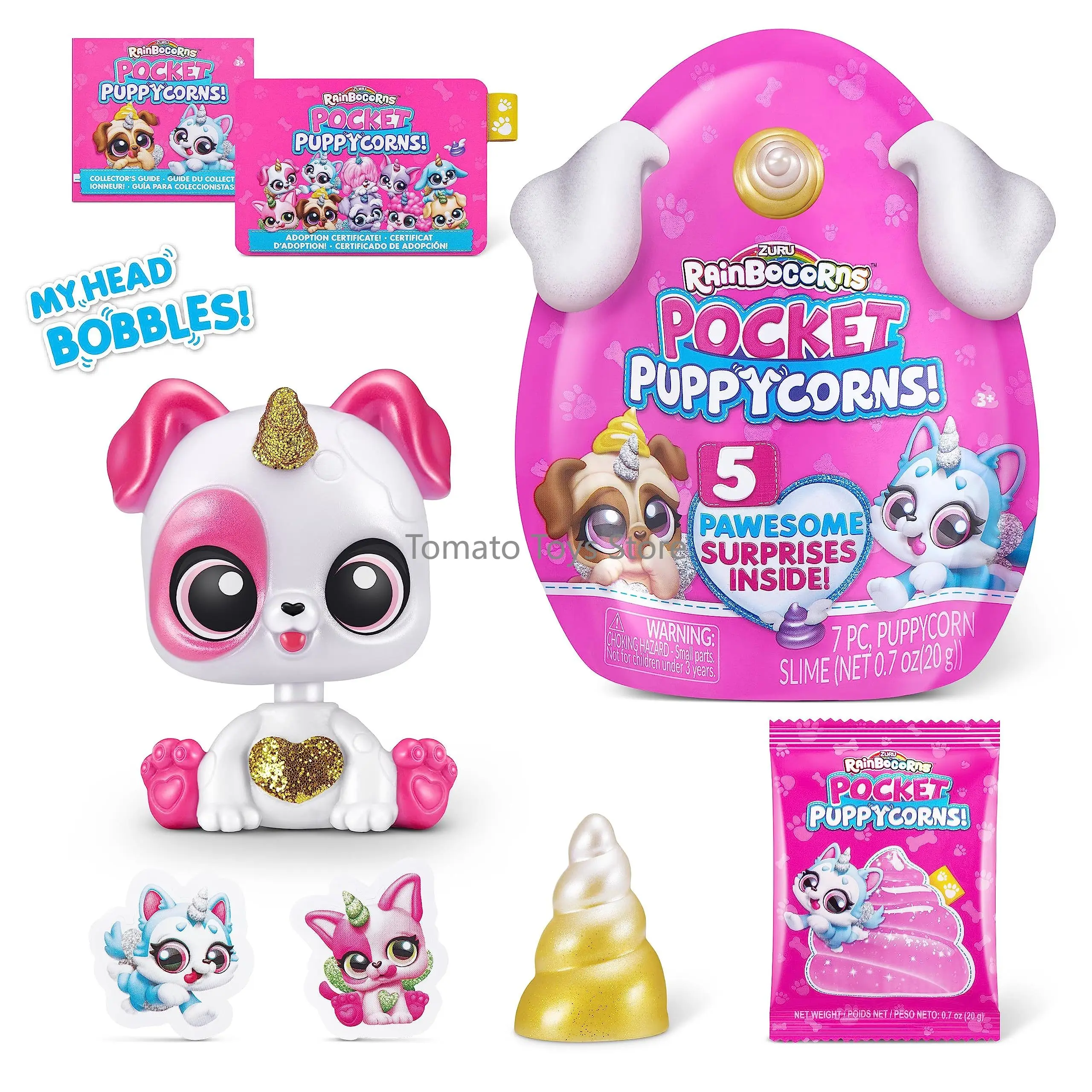 In Stock Zuru 5 Rainbocorns Pocket Puppycorn Surprise S1 Bobble Head Small PDQ Mystery Miniature Collectible Toy Holiday Gifts