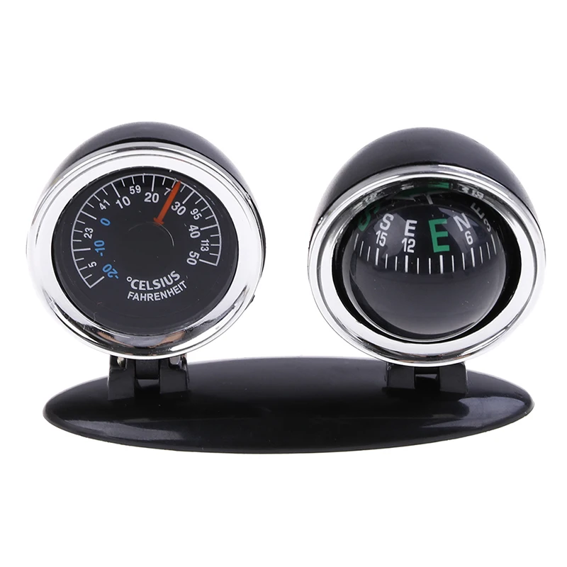 Direction Guide Ball Car Accessory 2 in 1 Car Dashboard Ball Compass Thermometer Ornament