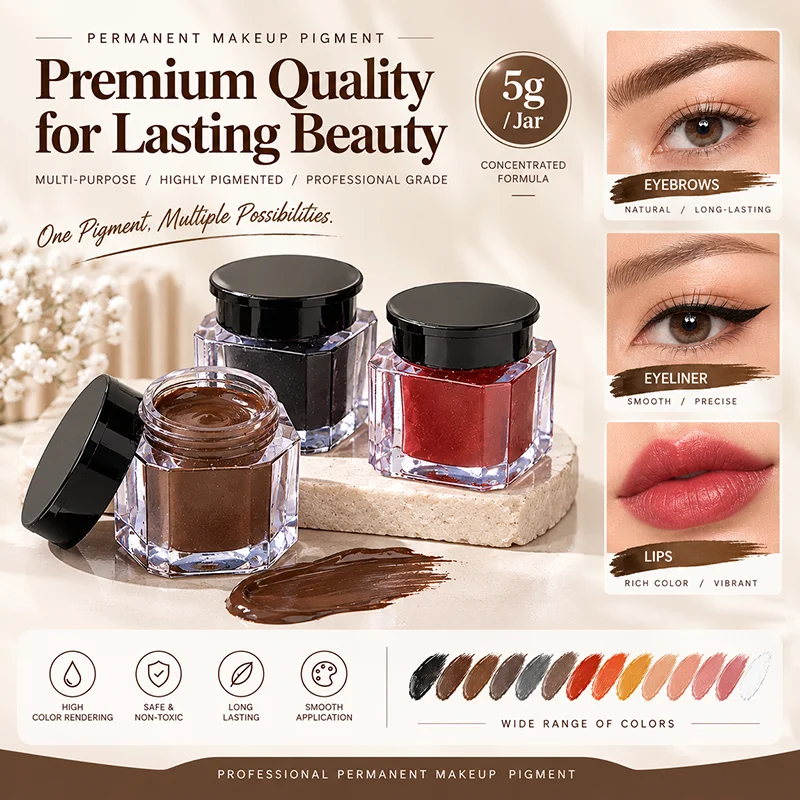 5g Permanent Makeup Pigment Cream PMU Tattoo Ink for Eyebrow Eyeliner Lip Microblading Cosmetic Tattoo Pigment Supplies