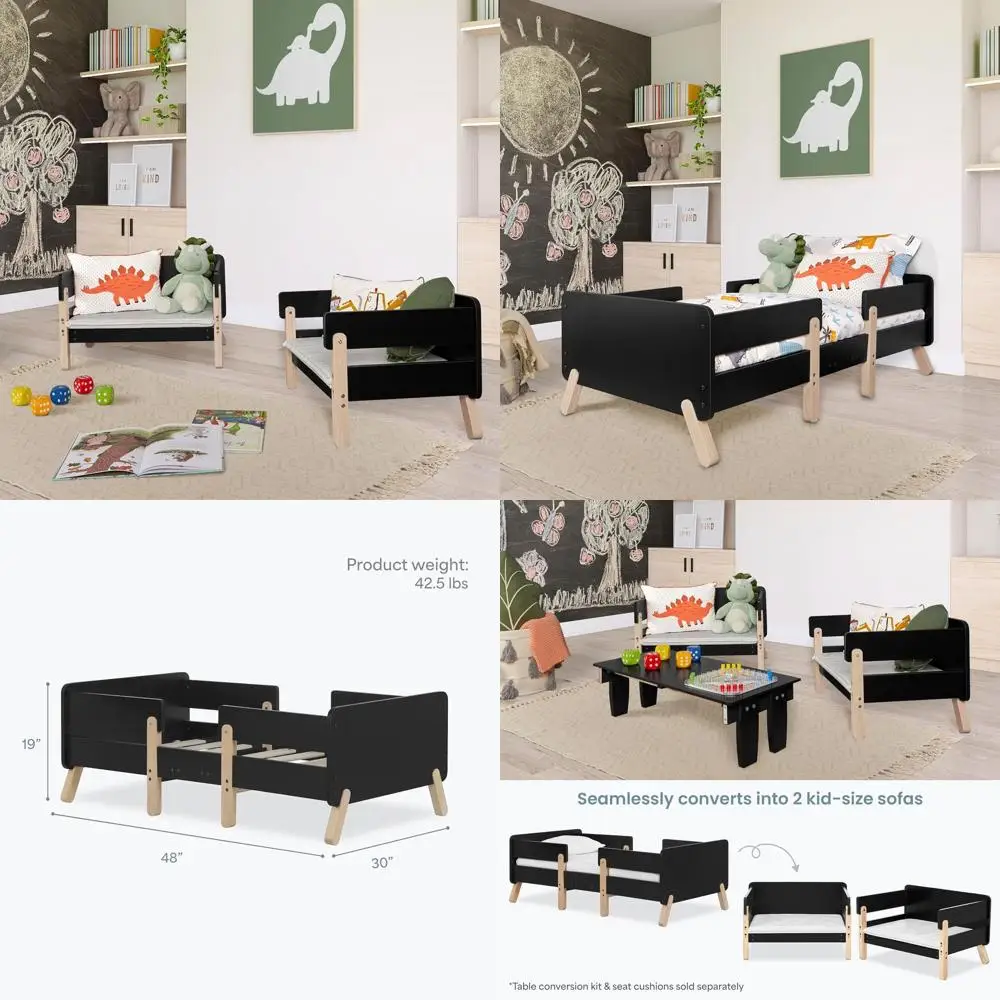 

Экологичная детская кровать из новозеландской сосны, черная, JPMA & Greenguard Gold, нетоксичная отделка