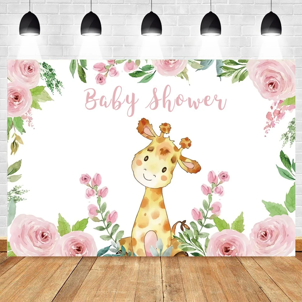 Cartoon Elk Flowers Photocall Wreath Baby Shower Photography Backdrop Photographic Decoration Backgrounds For Photo Studio