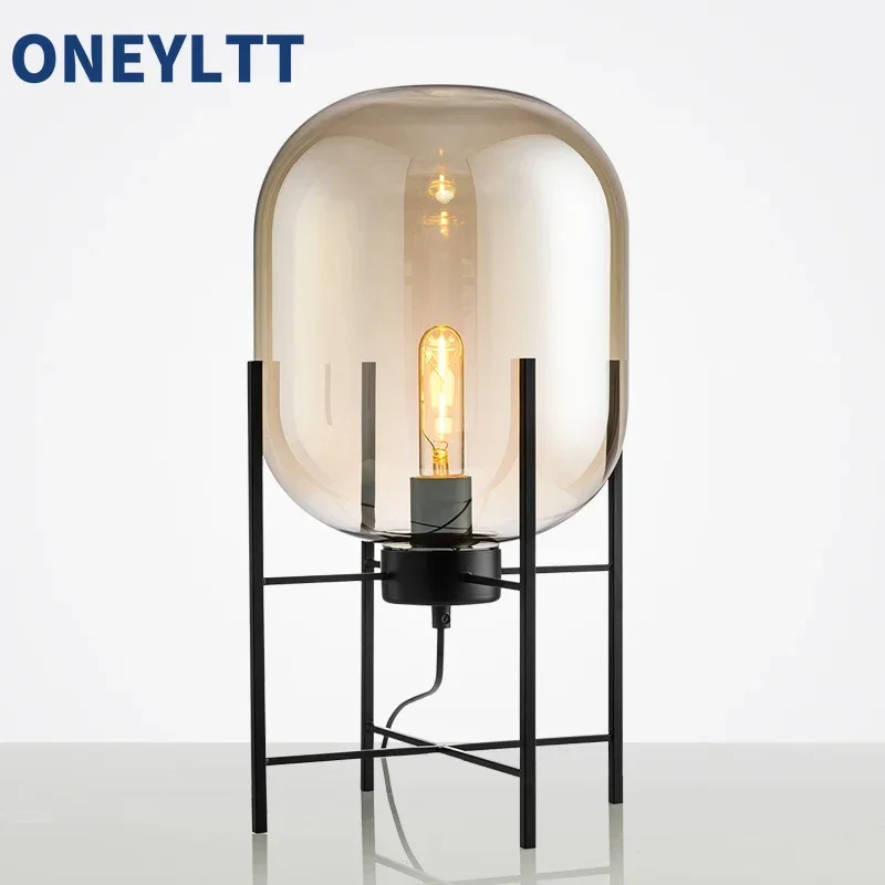 

Creative minimalist designer's study, winter melon glass floor lamp Nordic style bedroom bedside table lamp, hotel desk lamp E27
