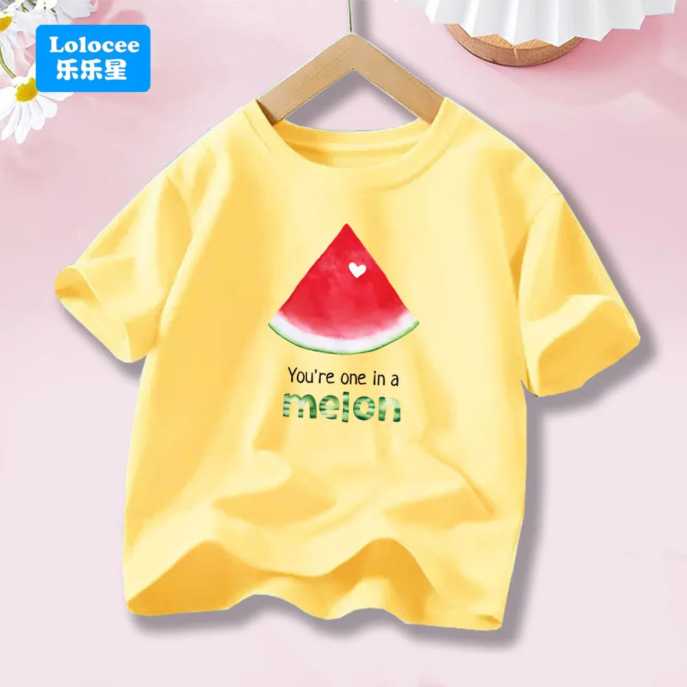 الفتيات تي شيرت موضة الفاكهة البطيخ طباعة الاطفال تي شيرت الصيف لطيف قصيرة الأكمام تي شيرت كامل الملابس XG1