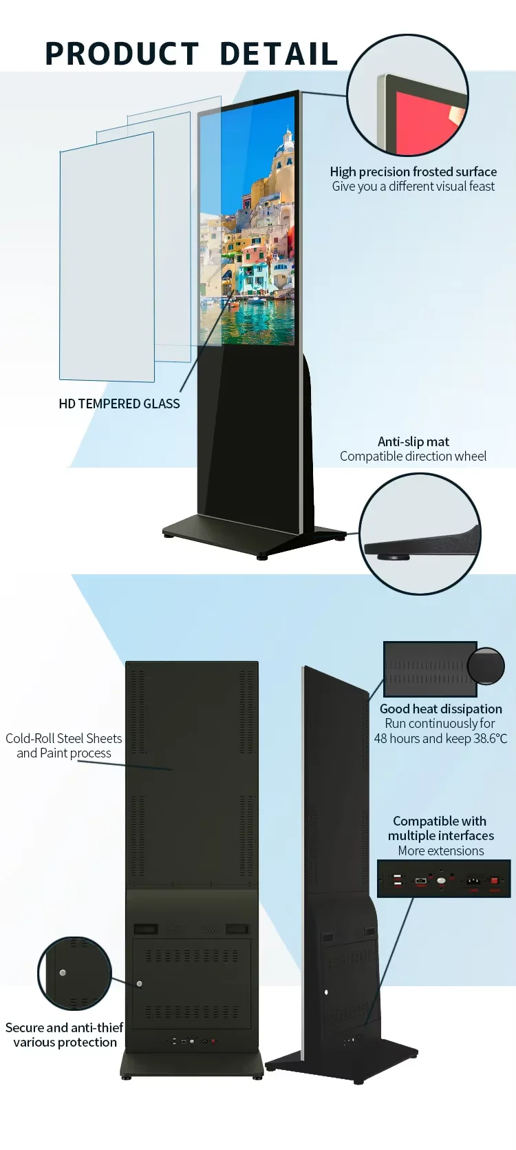 Multiple Sizes Hanging Wall-Mounted Advertising Machine Display LCD Smart TV HD Screen Network Android Digital Signage