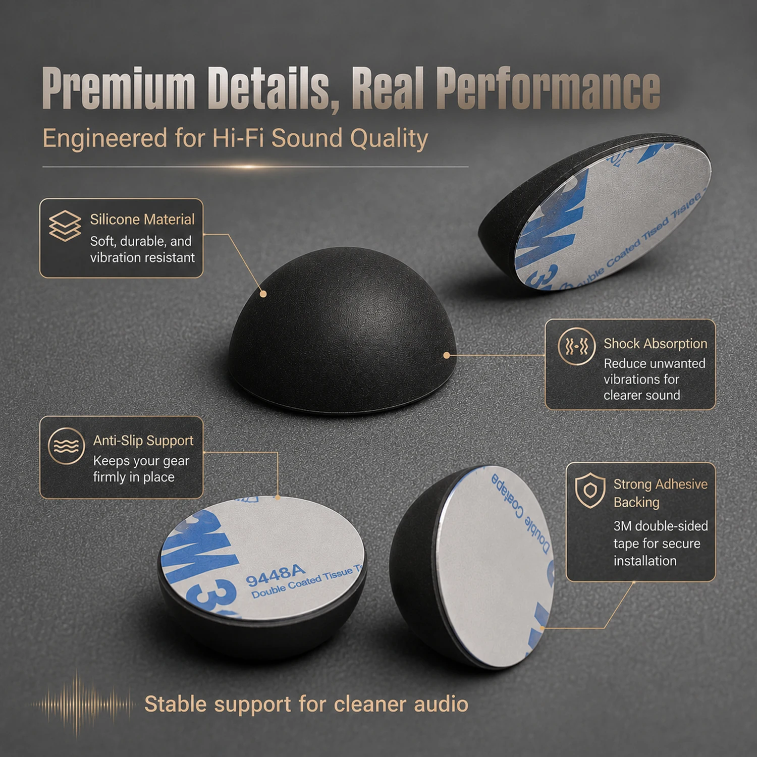 20mm 4Pcs Elastomer Damper Vibration Isolation Feet for Sound Devices, Enhances Stability Silicone Pad