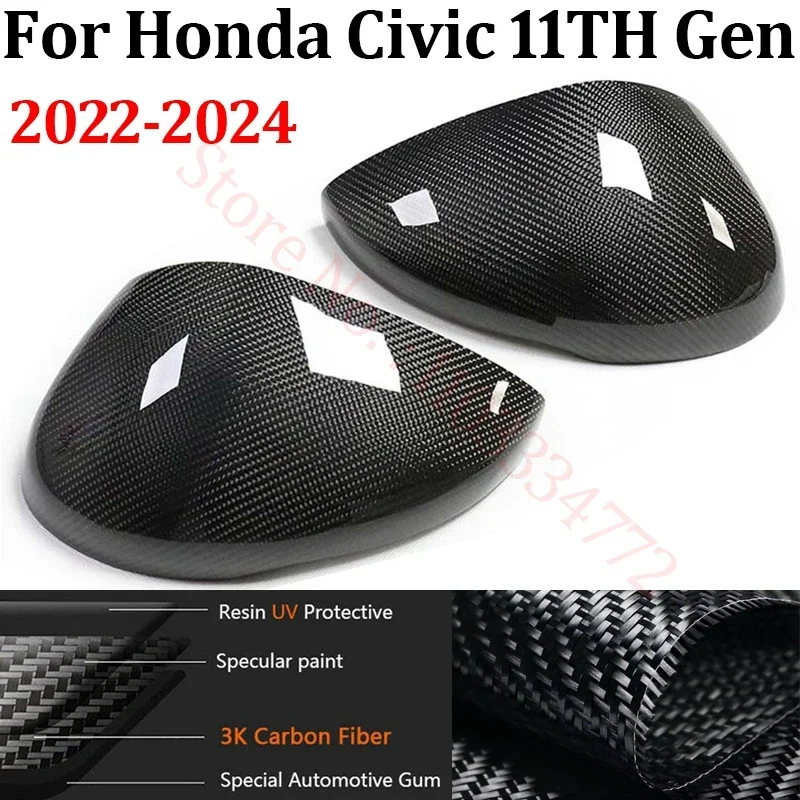 

Real Carbon Fiber Car Side Rearview Mirror Cover For Honda Civic 11TH Gen 2022-2024 Side Mirror Shell Frame Replacement Case