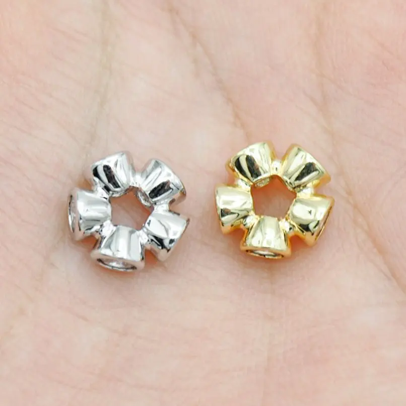 

2Pcs Copper Plated Cubic Zirconia Invisible Setting Full Hole Bead Wheel Approx 9.9x9.5mm Jewelry Special Gift