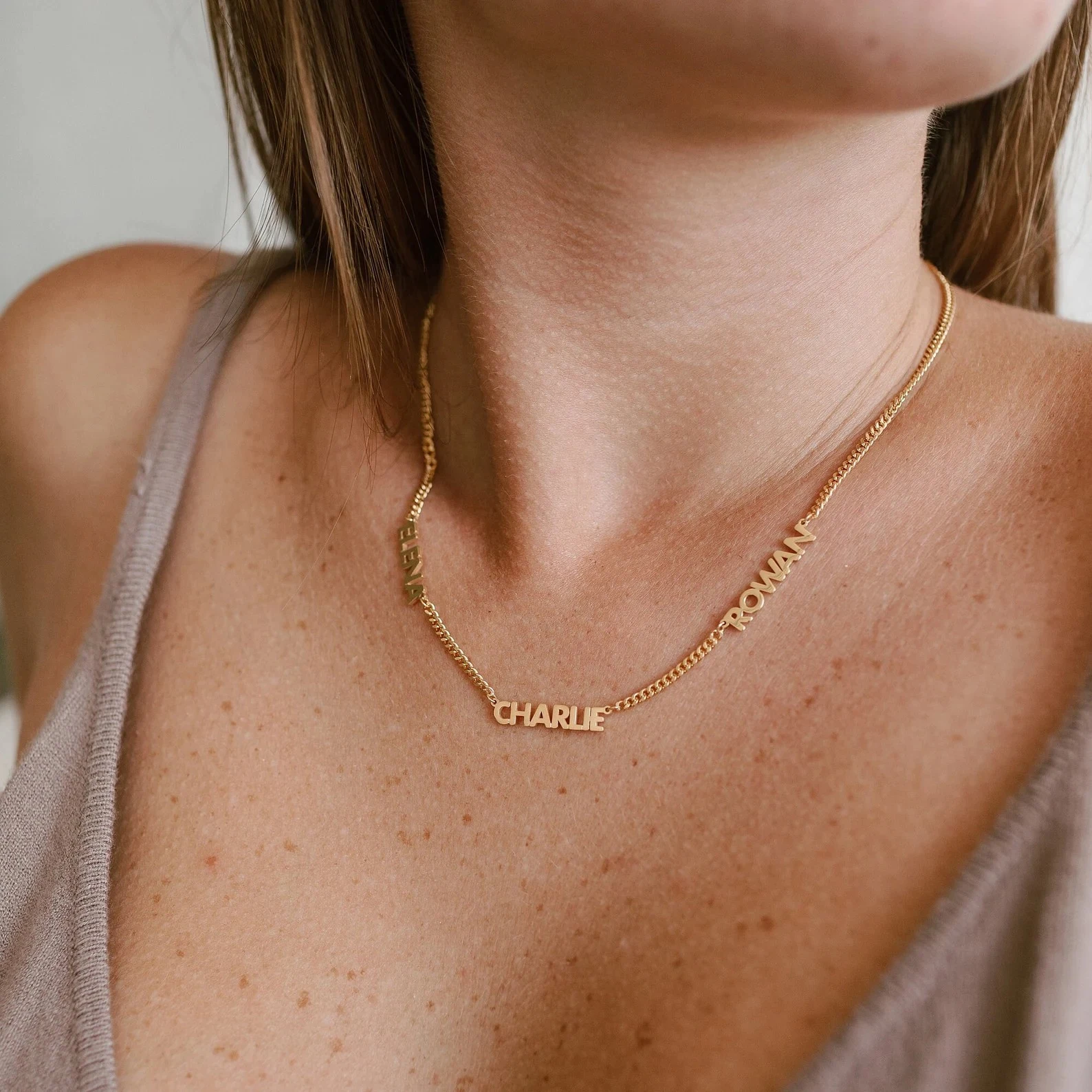 Acheerup Custom 1-7 Names Necklace for Women Stainless Steel Personalized Multiple Names 3mm Cuban Chain Jewelry Family Gift