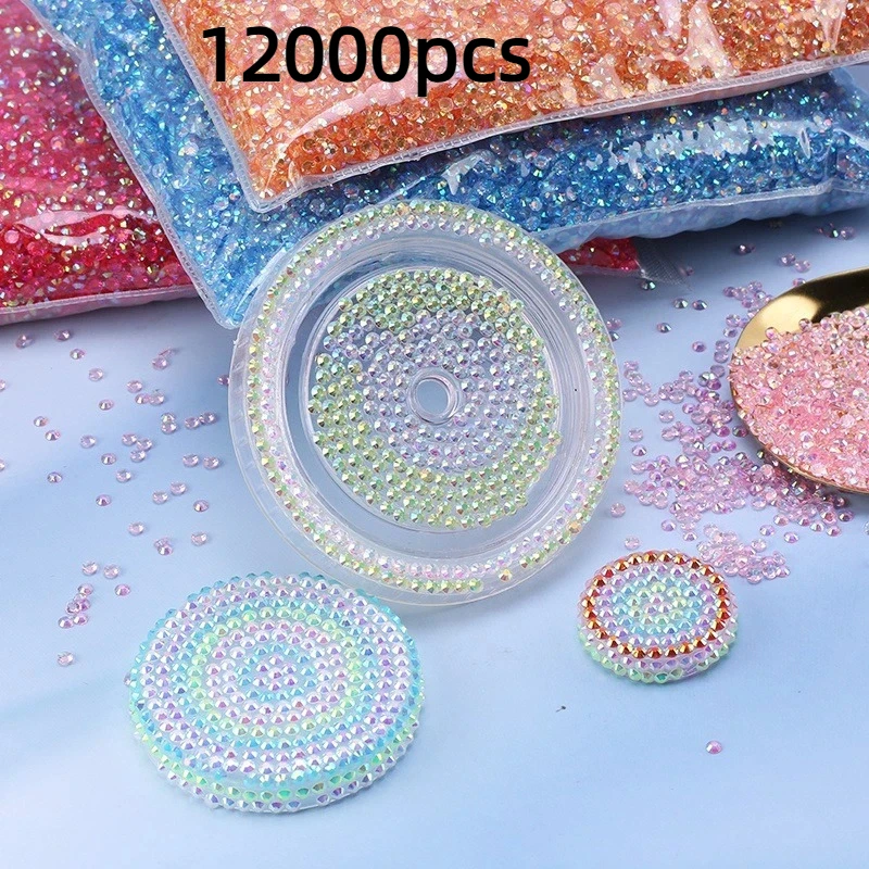 12000 Stück Nail Art Strasssteine, glitzernde Strasssteine, AB-Harz-Strasssteine mit flacher Rückseite – ideales Geschenk für Heimwerker und Bastler