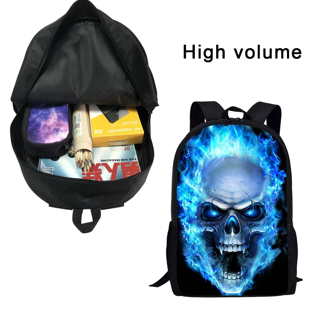 Breathable Skull Print School Backpack Wide Application Sturdy And Durable School Backpacks