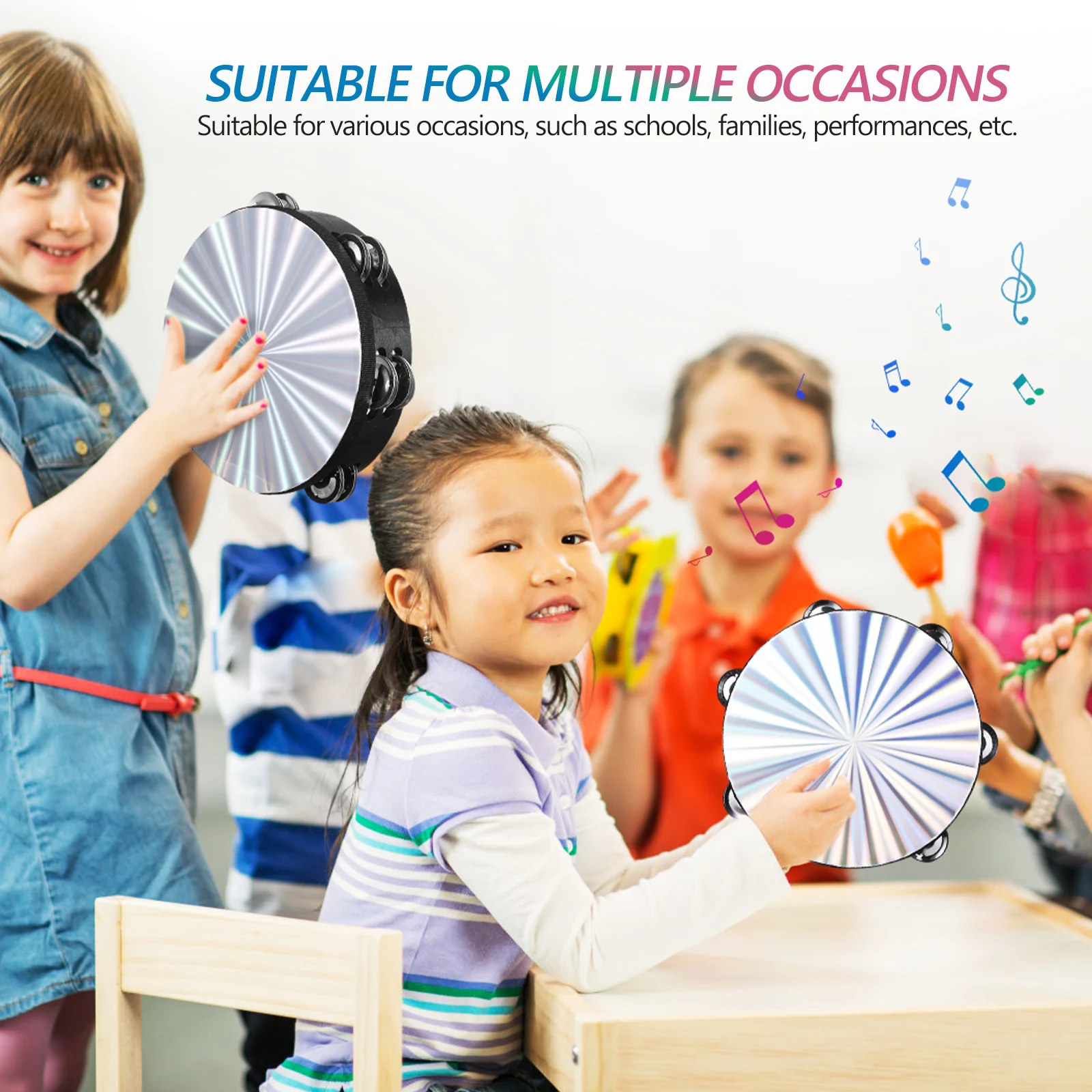 

Tambourine Hand Instruments Concert Percussion Kids Musical Metal Small Wood Drum Child