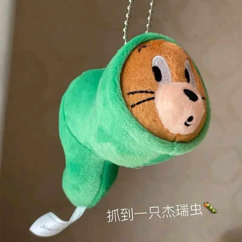 Tom and Jerry Funny Caterpillar Plush Pendant Cartoon Cat and Mouse Keychain Bag Plush Pendant Cute Gift Toy Anime Keyrings