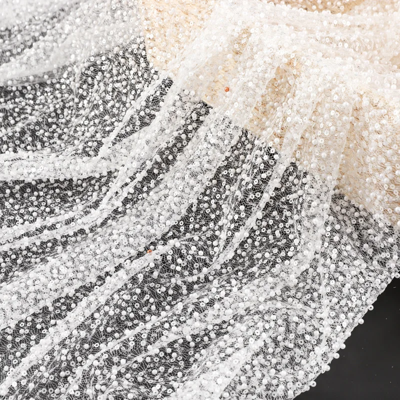 

Mesh Bead Sequin Embroidery Fabric Wedding Dress Tulle Dress Handmade Sewing Material