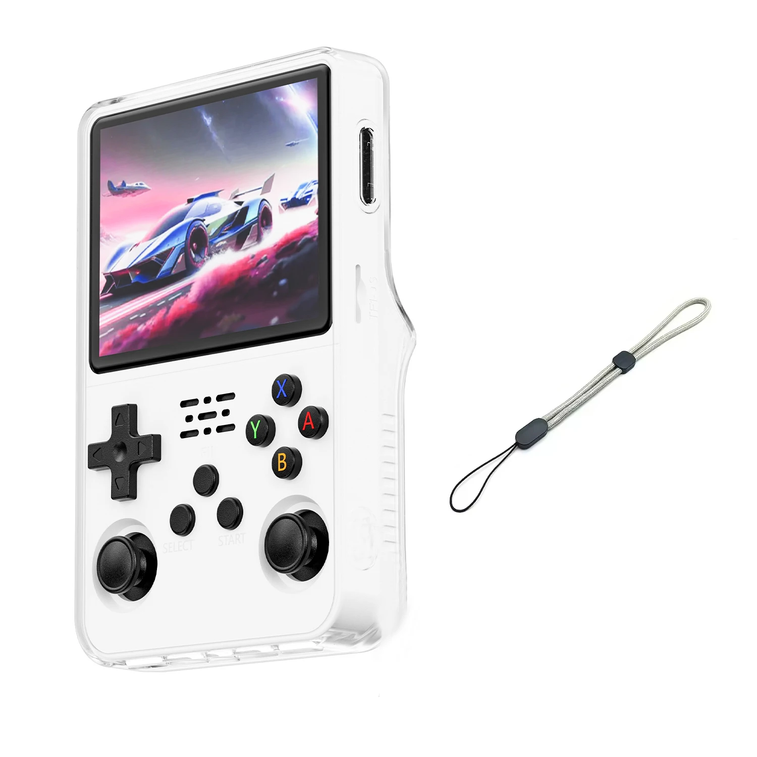 Transparente Schutzhülle für R36S, Durchsichtige Aufbewahrungsbox, Handheld-Spielkonsole TPU Kratzfeste Stoßfeste Hülle mit Trageband