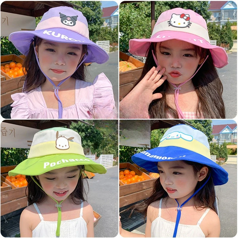 

Sanrio My melody Kuromi Hello kitty Cinnamoroll Pochacco cute kids bucket hat personality trendset outing UV protection sun hat