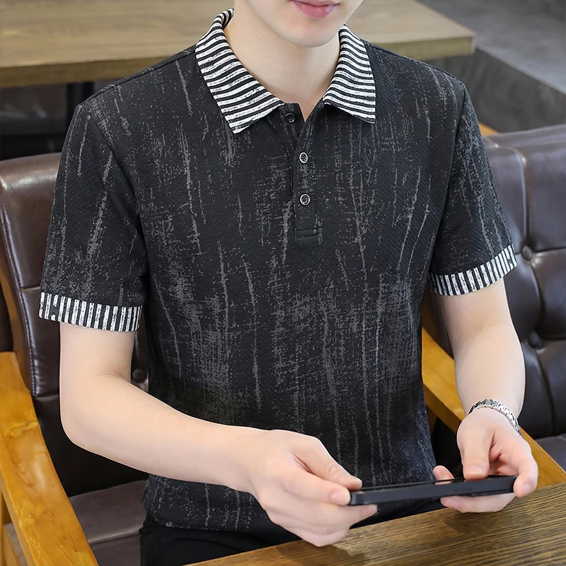 Summer New Style Men's Polo Shirt Short Sleeve T-Shirt Fashion Lightweight Three-Dimensional Collar