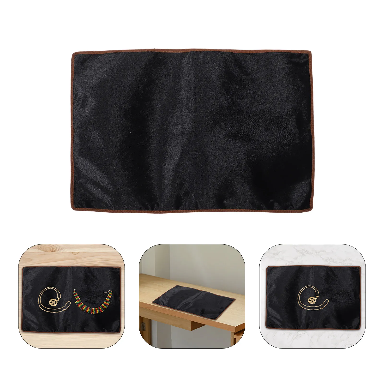 

Double-Sided Soft Jewelry Display Cloth Black Easy-Clean Showcase Mat for Rings Necklaces Earrings Bracelets Portable Jewelry