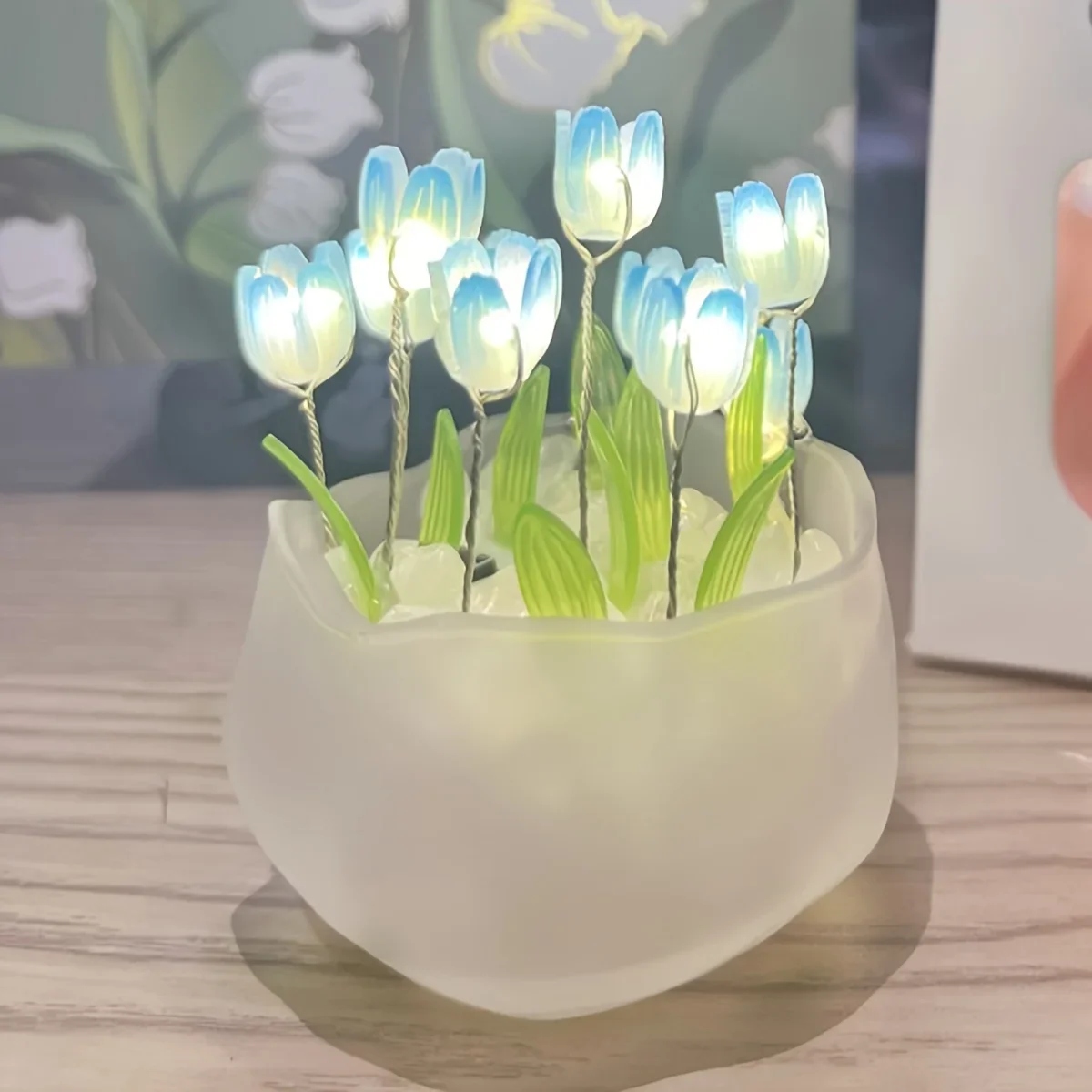 LED Simulação De Vidro Material Desktop Night Light, DIY Handmade Gift, Lâmpada De Mesa Decorações, Home Sala De Estar Decoração