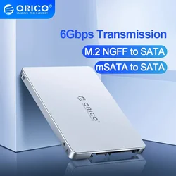 ORICO M.2 NGFF para SATA3.0 caixa adaptadora MSATA para SATA3.0 caixa de disco rígido de metal com 2.5 integrado para 2230 2242 2260 2280 m2 SSD