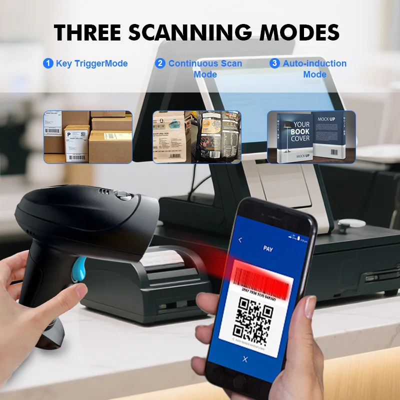 Bolan U11 2D Bar Code Reader Wired Barcode Scanner Handheld Parcel Scanner For Supermarket Retail Shop Warehouse Inventory