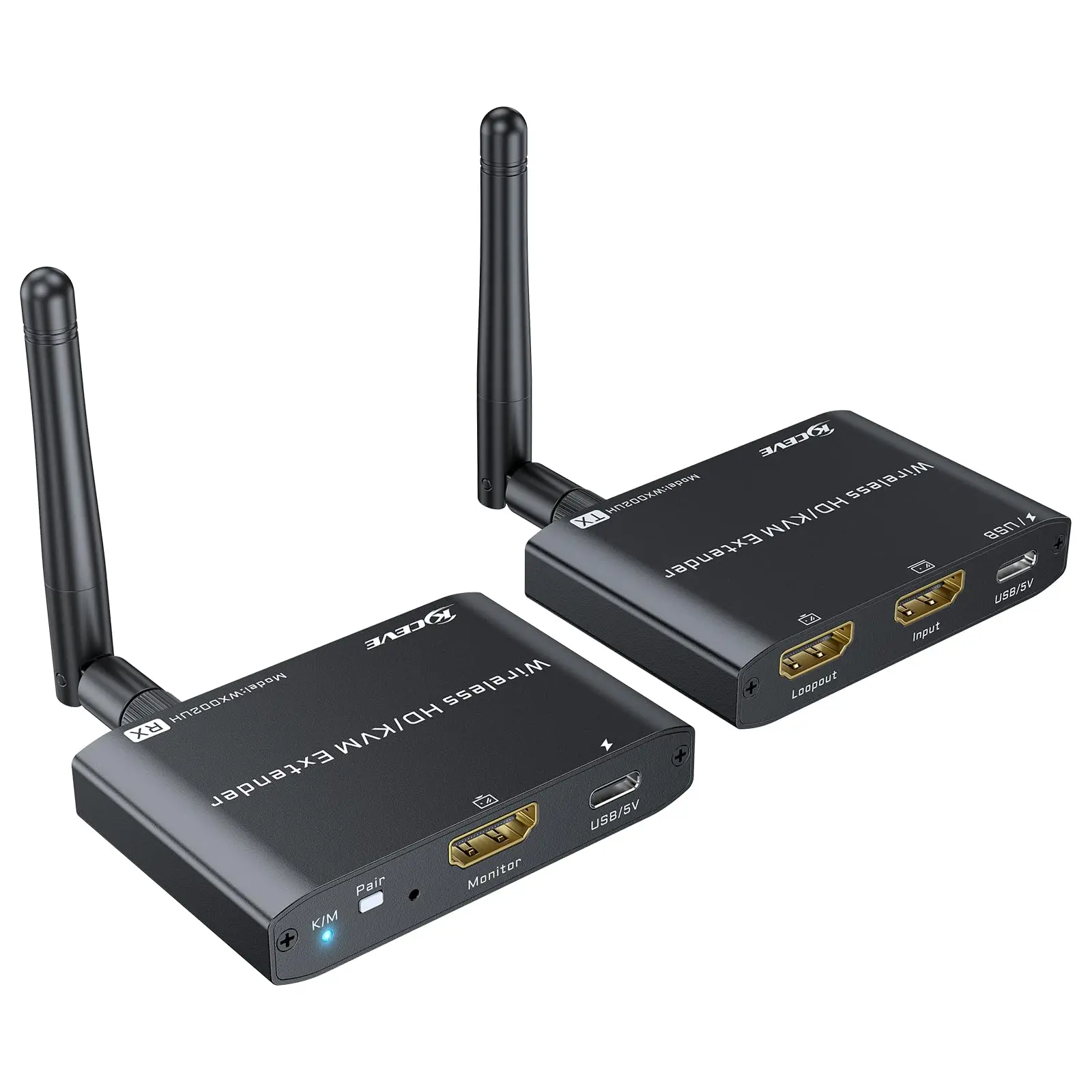 HDMI KVM الارسال والاستقبال اللاسلكي 200M/660FT، 328Ft/100M HDMI USB KVM موسع 1 قطعة 2 شاشات مشاركة لوحة المفاتيح والماوس
