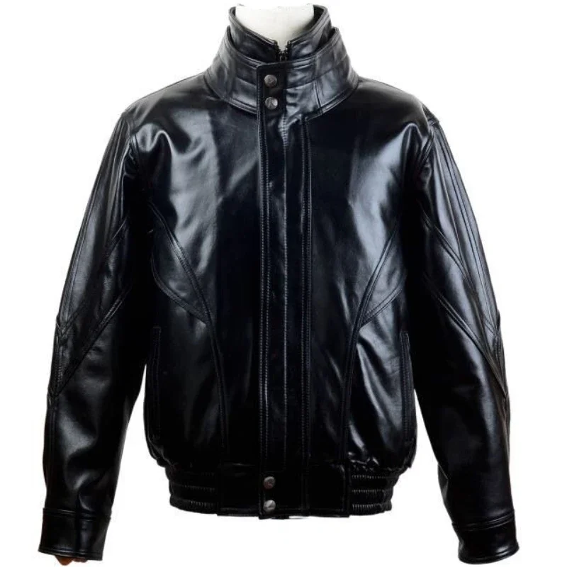 

Men's Genuine Leather Jacket Pilot Leather Jacket Detachable Cotton Lining Top Layer Cowhide Winter Leather Jacket Loose