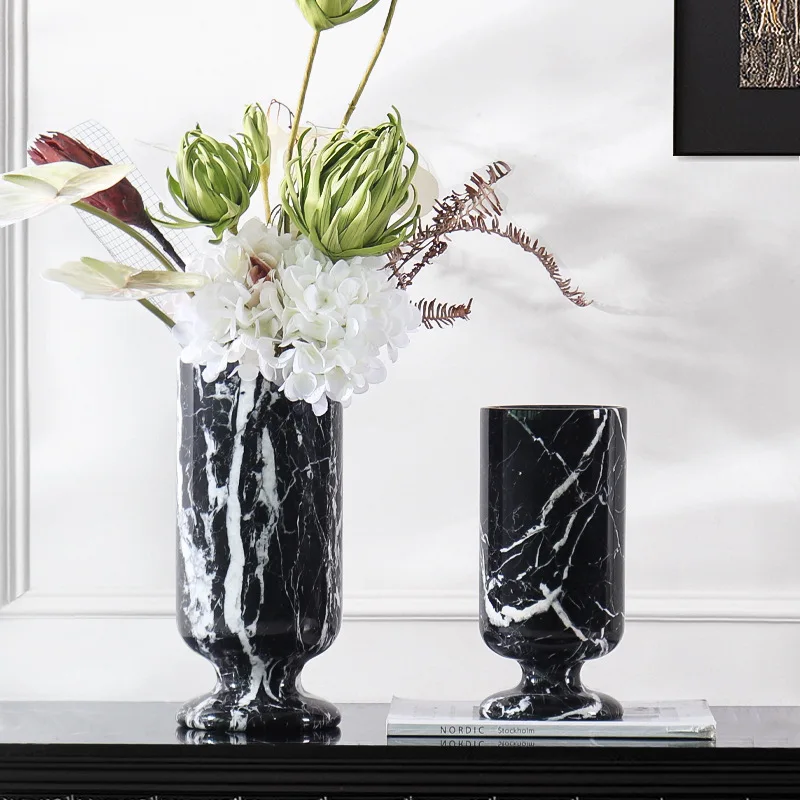 natural marble vase ornament hotel model room art dried flower arrangement device