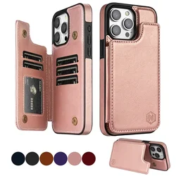 Wallet RFID Blocking Layer Protect Anti-Theft Magnetic Leather Cover For iPhone 16 Pro Max 15 Plus 14 13 12 11 SE 2 X XS XR 8 7