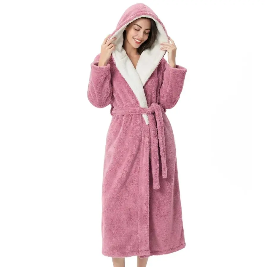 

Женские теплые толстые флисовые пушистые роскошные уютные мягкие халаты с капюшоном для дома, зимние, полноразмерные