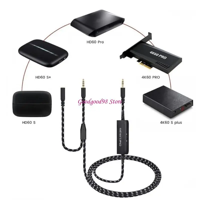 جودة رابط الدردشة سماعات الرأس تخفيض ضوضاء الحبل الكابل لـ HD60 HD60S HD60S+ HD60 4K60 سلك 270 سم/106.3 بوصة W8EC