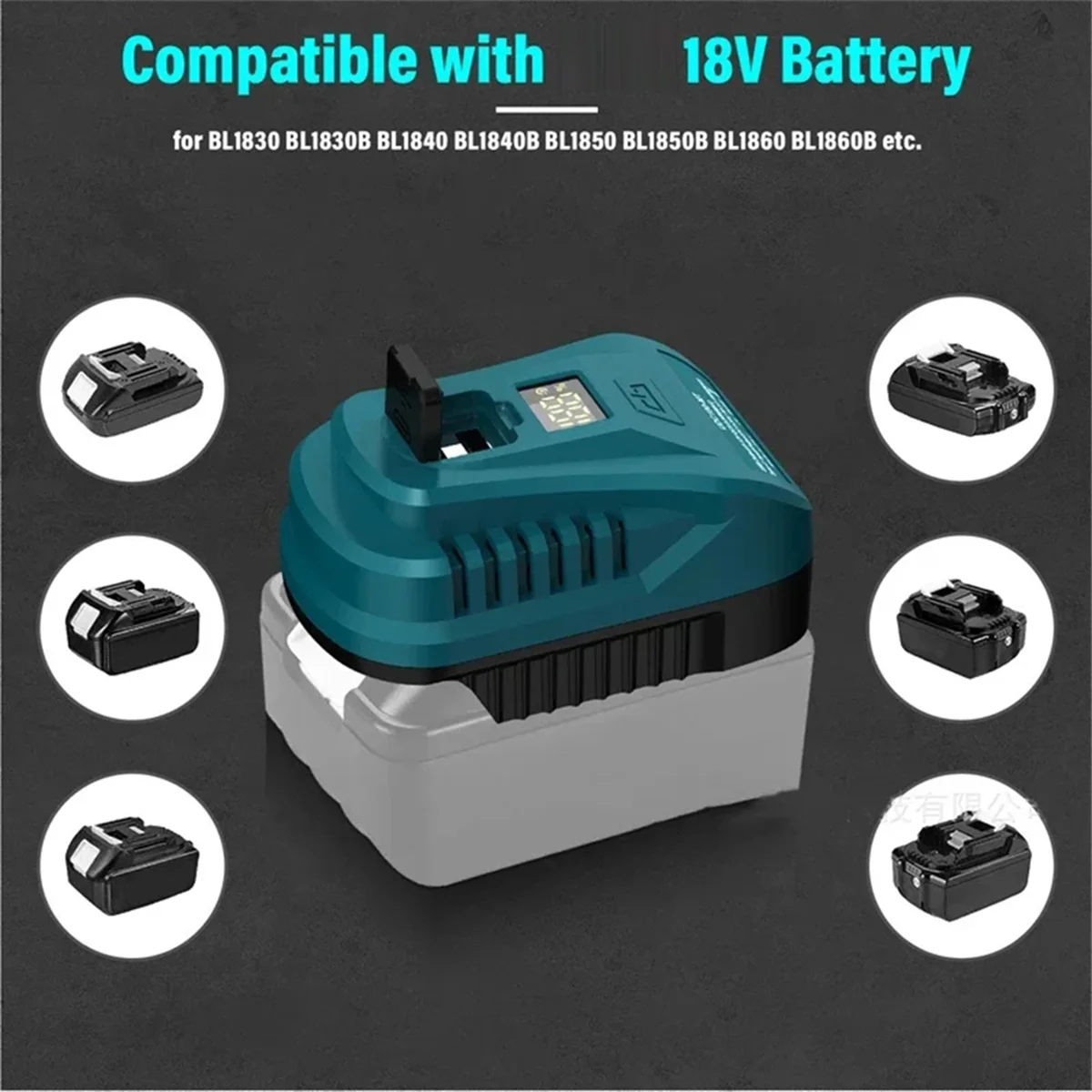 AA98 2-in-1 Adapter Converter for 18V Lithium Ion Battery 100W USB Charger with LED Display