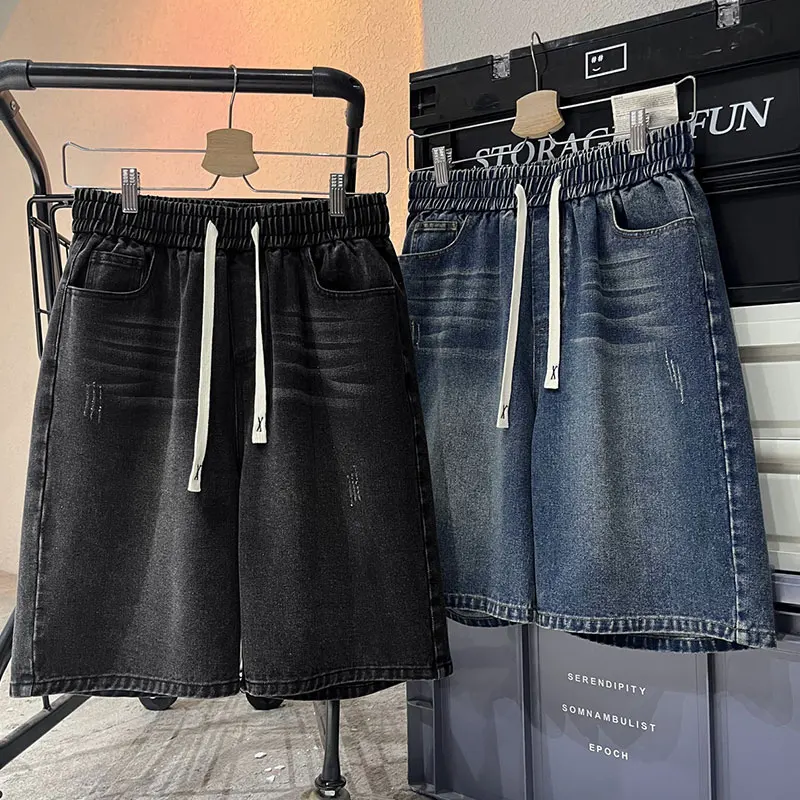 

Mens Shorts Jorts Denim Summer Casual Stretch Waist Washed American Style Elastic Comfort Lightweight