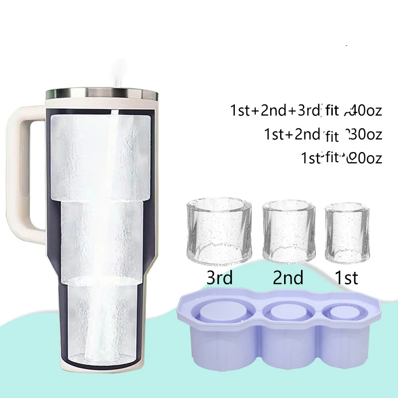 silicone food grade ice-tray with cap mold for 20/30/40oz stanley tumbler cup bottle ice cream tools kitchen bar dining gadget