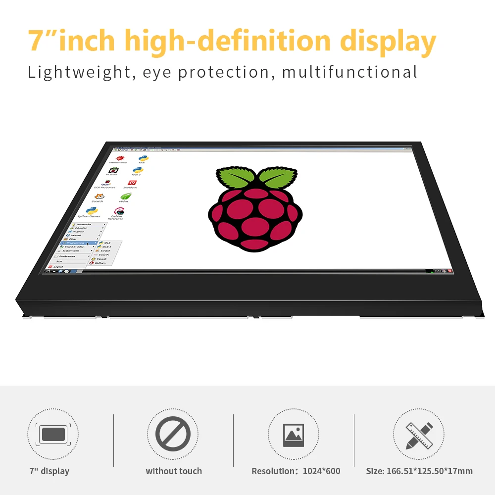 Imagem -03 - Display Compatível com Hdmi para Raspberry pi Módulo Mini pc sem Tela Sensível ao Toque 1024x600 Ips de Alto Pixel 3b 3b Mais 4b 4b Mais Zero 7in