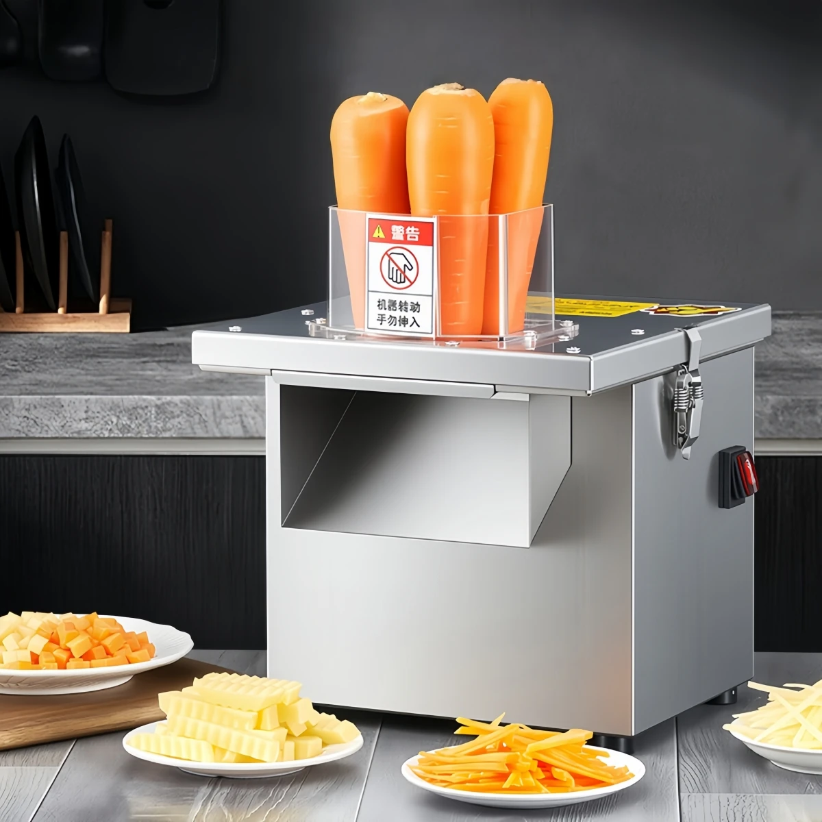 Commercial 5 in 1 Heavy Calibre Potato Slicer Shredder  Desktop Vegetable Wolf Tooth Strip Cutter for Kitchen