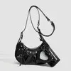 

Designer Bag Shoulder Bag 2025 New Drawstring Women's Bag Fashion Bucket Bag Rivet SSMotorcycle Bag Wide Strap Crossbody Bag Tre