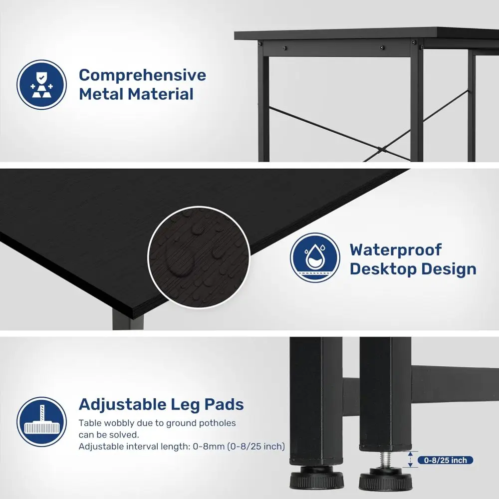 Small Space Writing Desk with Headphone Hooks Modern Simple Design, Suitable for Study, Home Office and Children's Room