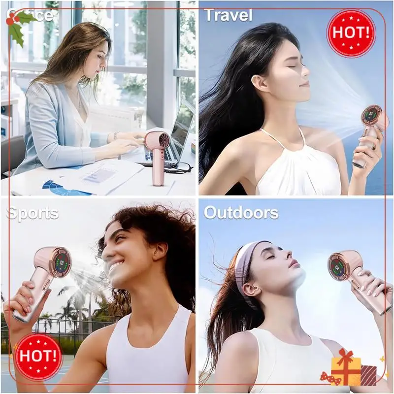 مروحة محمولة باليد من ABLE، سرعة (1-100) مروحة توربو صغيرة قابلة للتعديل، مروحة محمولة قابلة لإعادة الشحن مع شاشة رقمية