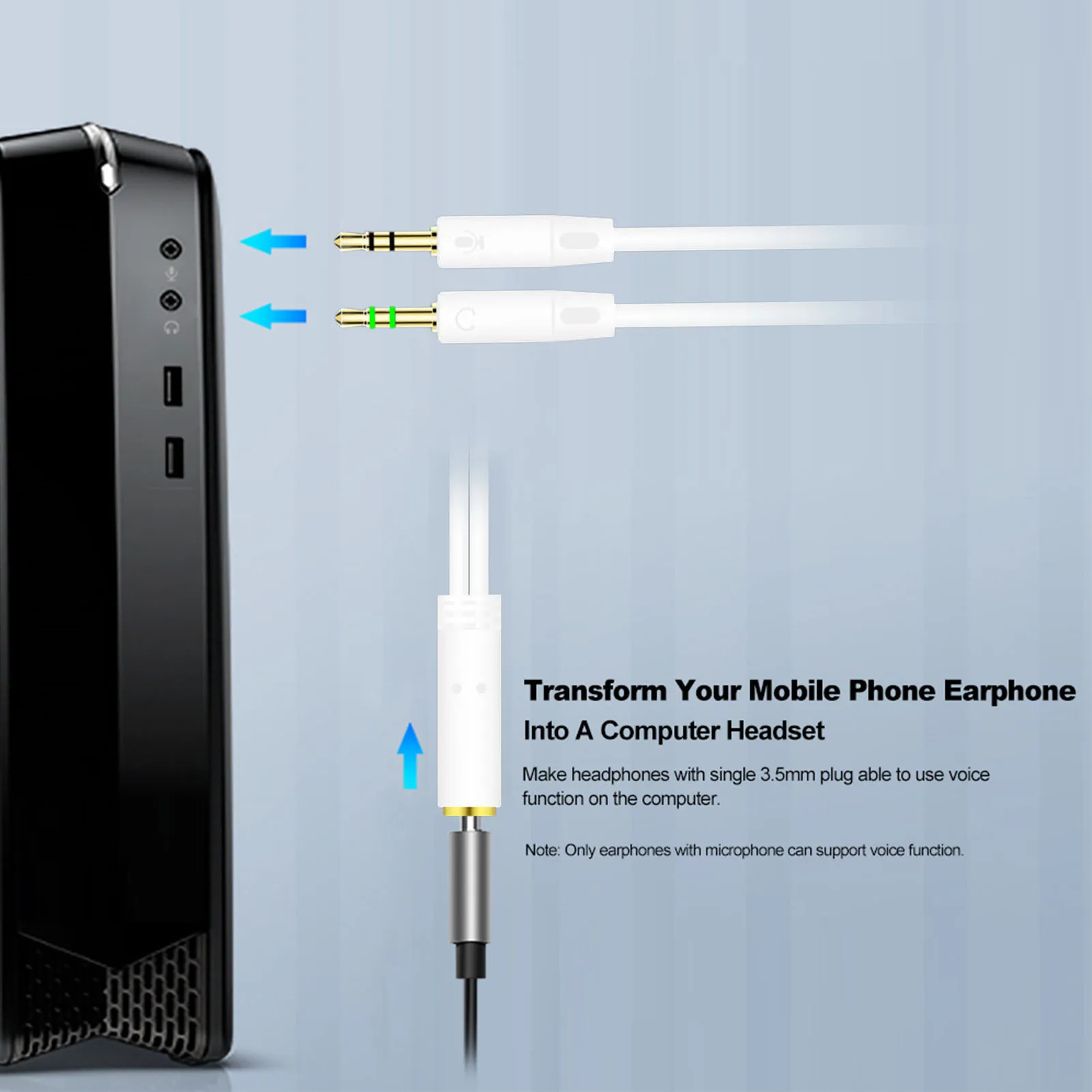 3.5mm jack microfone fone de ouvido áudio divisor cabo fêmea para 2 macho y divisor de áudio para computador telefone simultaneamente (0.22m)