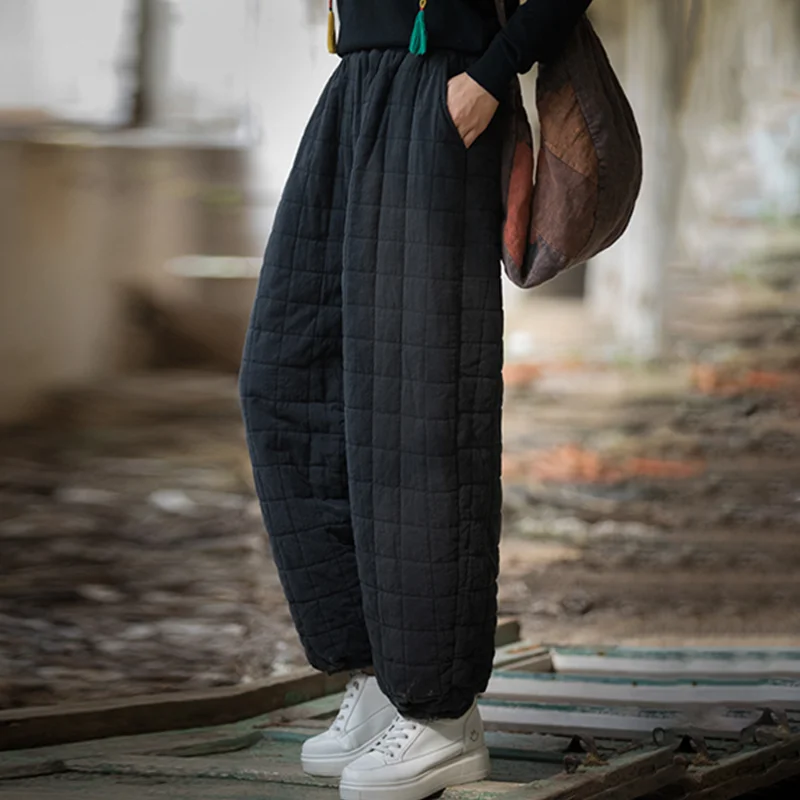 Vrouwen Baggy Cargo Etnische Vintage Elastische Hoge Taille Losse Lange Katoenen Lijn Oversize Broek Wijde Pijpen Kleding Grote Maat
