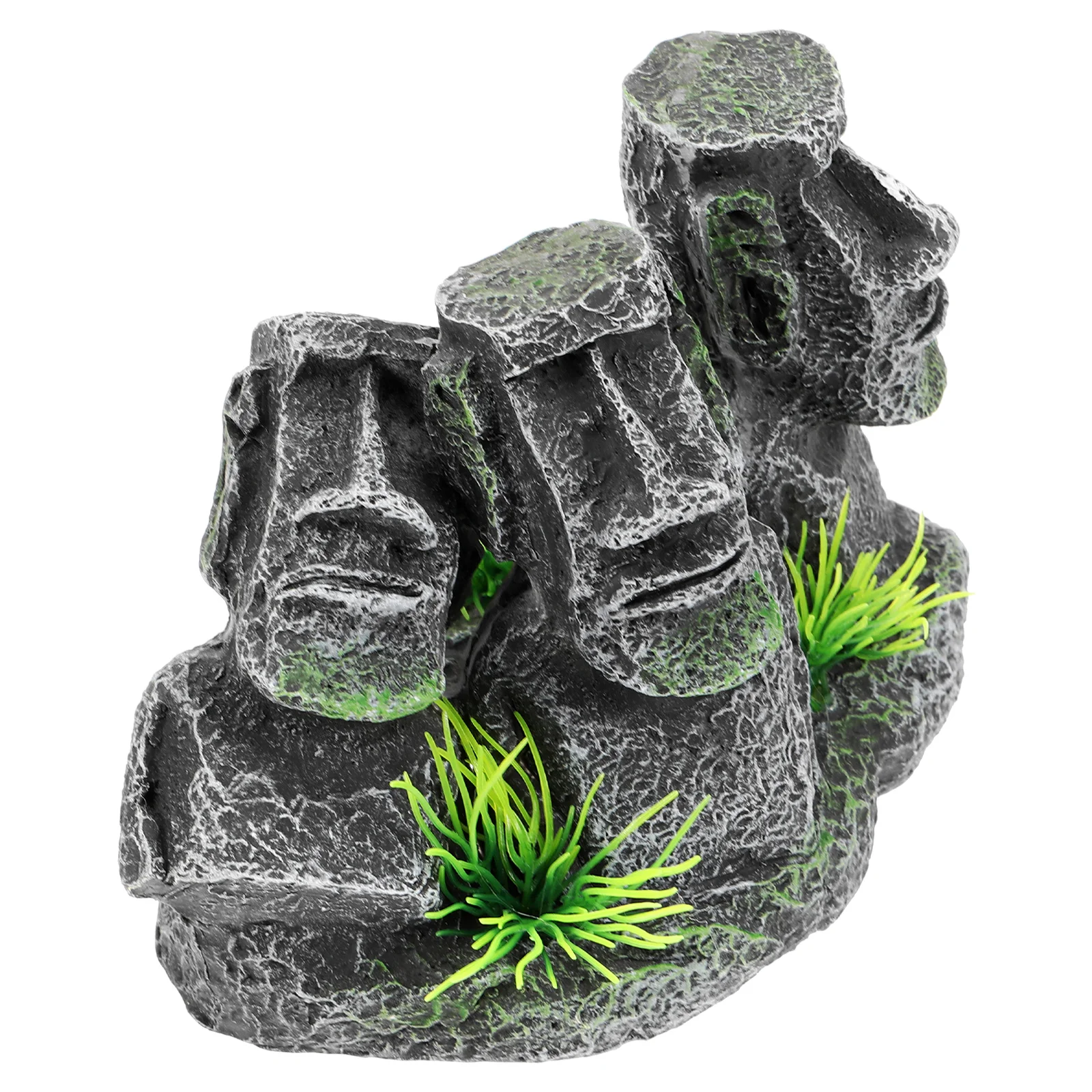 Stone Statue Aquarium Ornaments Moai Accessories Fish Tank Decor Turtle Resin Crafts