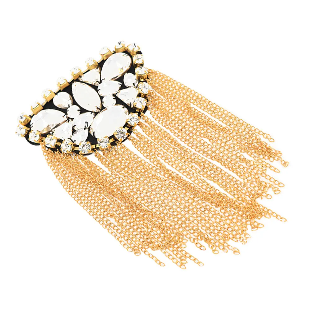 1Pcs Metal Rhinestone Brooch Tassel Shoulder Board Multipurpose Alloy Clothes Accessories Suitable for Suits Stage Clothing