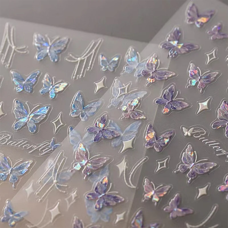 

Colorful Butterfly Nail Sticker Shine Relief Enhancement Adhesive Nail Decoration Salon DIY Stereoscopic