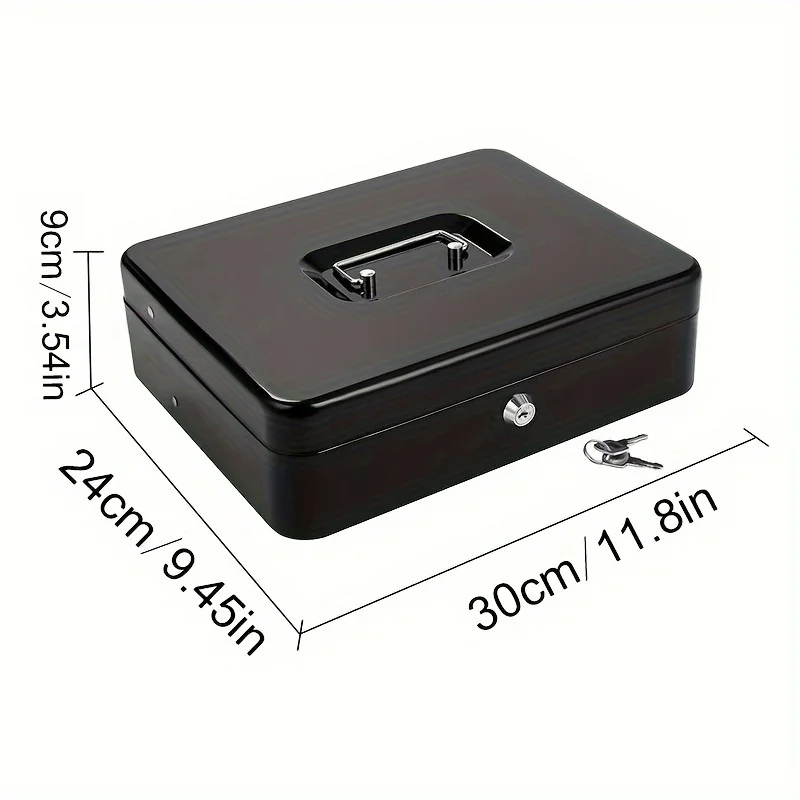 

Large metal portable cash box with key lock