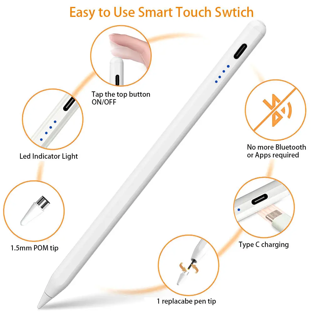 Stylus Pen For iPad Pencil 11th A16 Generation, Apple Pencil Palm Rejection & Tilt Sensitivity, Compatible 2018-2025 IPad6-10th
