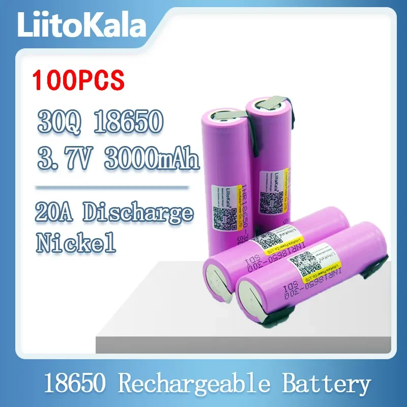 

Wholesale Liitokala 30Q 18650 3000mah High power discharge Rechargeable battery power high discharge,30A large current + Nicke