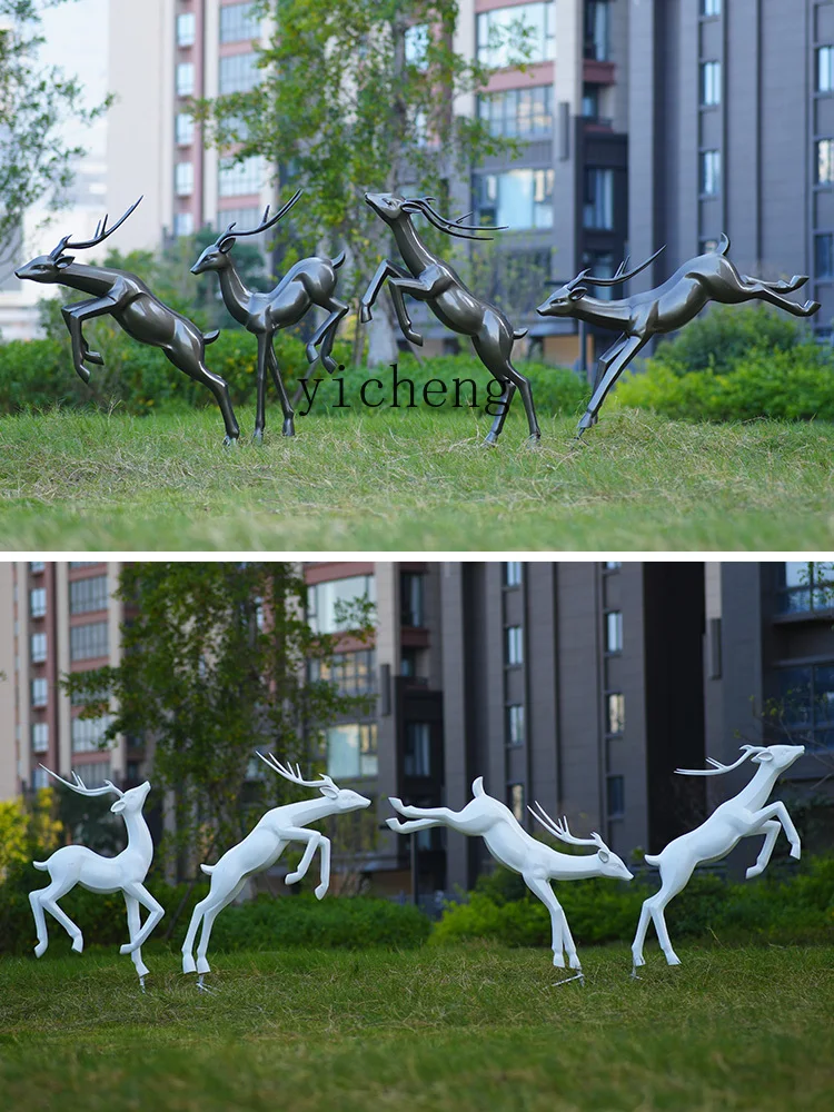 Zf Deer Sculpture Decoration Simulation Abstract Sports Sika Deer Sales Department Landscape Garden Landscape