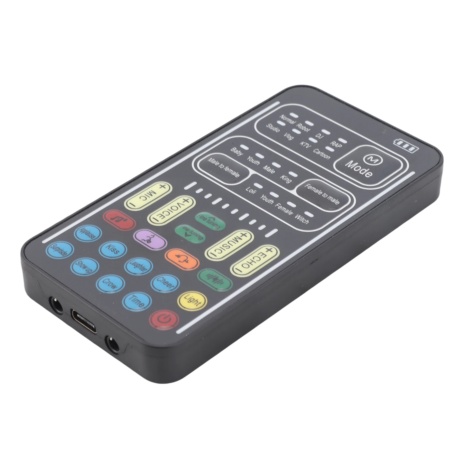 Voice Changer Set Colorful LED Lights 450mAh Recording Mini Sound Card Plug and Play with USB Charging Cable for Live Streaming